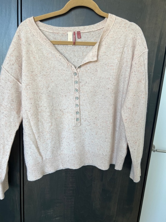 Pilcro Sweaters - Pilcro Speckled Light Pink Cashmere Henley Sweater